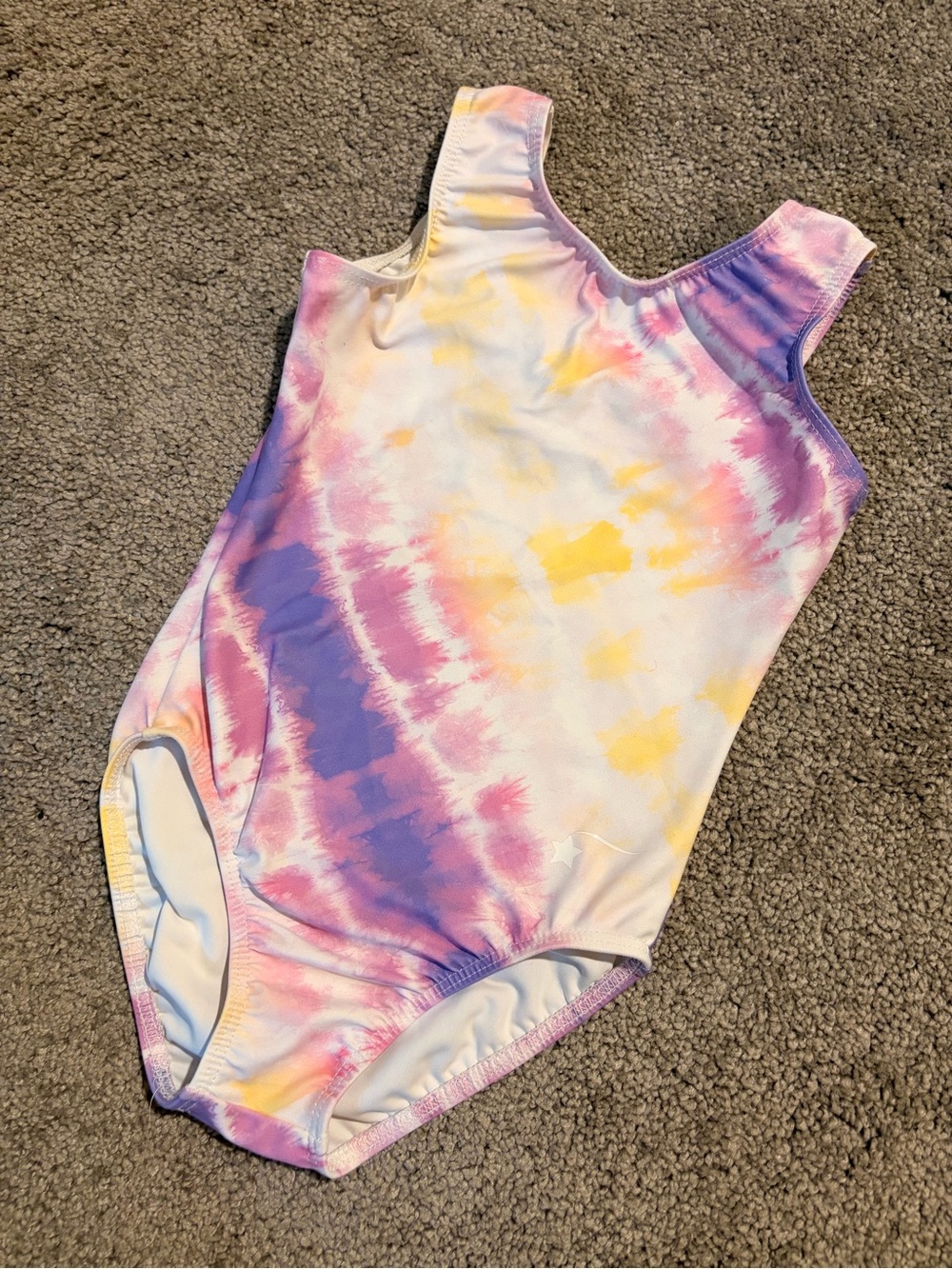 Girls Tie-Dye Gymnastics Leotard- Purple Pink Yellow
